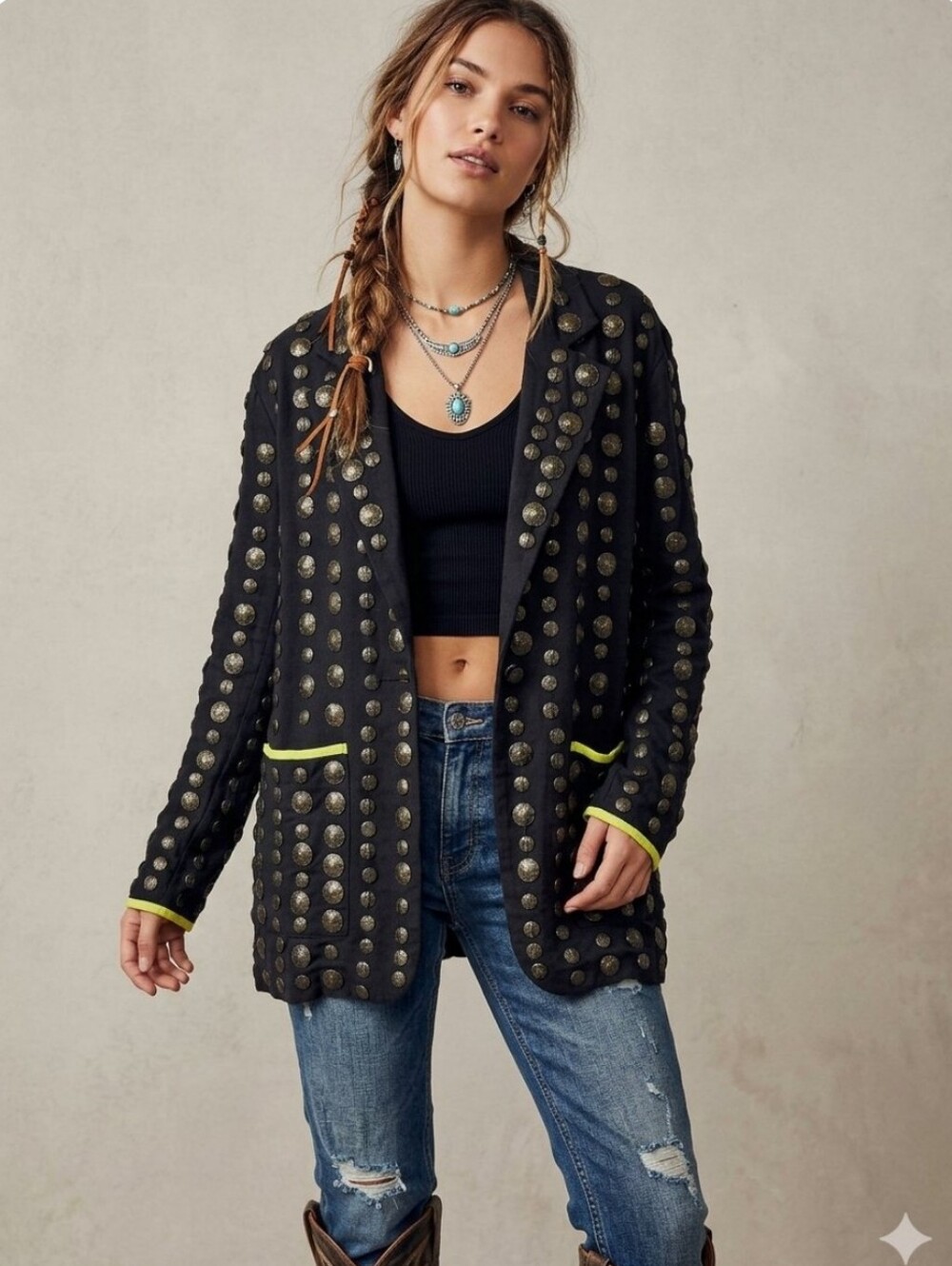 Free People Corrie Coin Blazer -RARE SALES SAMPLE, BNWT, size XS (FITS HUGE!)
